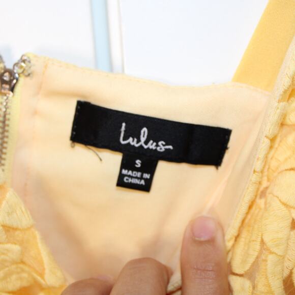 LULUs Spring It On Yellow Floral Embroidered Set Tie Strap Top Skirt | Small - Picture 5 of 13